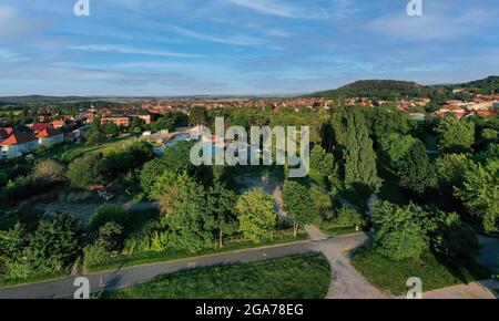 Luftbildaufnahmen aus Blankenburg im Harz Stockfoto