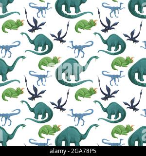 Handgezeichnetes Dinosaurier-Muster Stockfoto