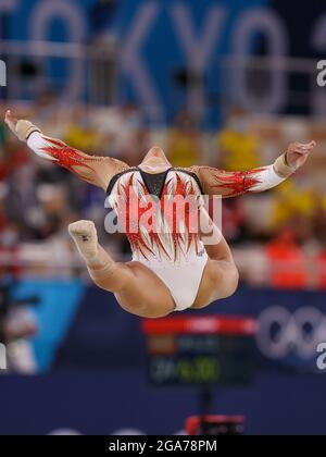 Tokio, Japan. Juli 2021. TOKIO, JAPAN - 29. JULI: Die Belgierin Jutta Verkest nimmt während der Olympischen Spiele 2020 im Ariake Gymnastik Center am 29. Juli 2021 in Tokio, Japan, am Frauen-Allround-Finale Teil (Foto: Iris van den Broek/Orange Picics) NOCNSF Credit: Orange Pics BV/Alamy Live News Stockfoto