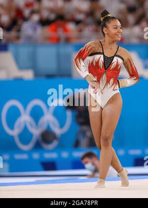 Tokio, Japan. Juli 2021. TOKIO, JAPAN - 29. JULI: Die Belgierin Jutta Verkest nimmt während der Olympischen Spiele 2020 im Ariake Gymnastik Center am 29. Juli 2021 in Tokio, Japan, am Frauen-Allround-Finale Teil (Foto: Iris van den Broek/Orange Picics) NOCNSF Credit: Orange Pics BV/Alamy Live News Stockfoto