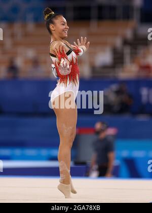 Tokio, Japan. Juli 2021. TOKIO, JAPAN - 29. JULI: Die Belgierin Jutta Verkest nimmt während der Olympischen Spiele 2020 im Ariake Gymnastik Center am 29. Juli 2021 in Tokio, Japan, am Frauen-Allround-Finale Teil (Foto: Iris van den Broek/Orange Picics) NOCNSF Credit: Orange Pics BV/Alamy Live News Stockfoto