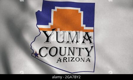 Yuma County Flagge, Bundesstaat Arizona, Vereinigte Staaten von Amerika. 3d-Rendering Stockfoto
