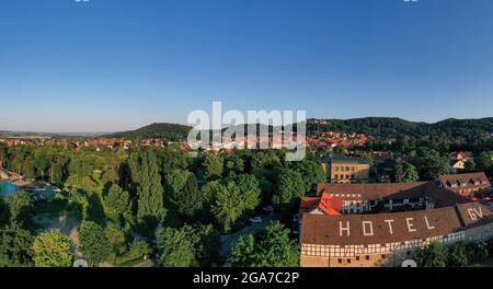 Luftbildaufnahmen aus Blankenburg im Harz Stockfoto