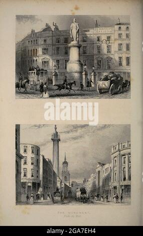 London Statue of King William and the Monument at Fish Street Hill aus dem Buch Illustrated London oder eine Reihe von Ansichten in der britischen Metropole und ihrer Umgebung, eingraviert von Albert Henry Payne, aus Originalzeichnungen. Die historischen, topografischen und verfehlten Mitteilungen von Bichnell, W. I; Payne, A. H. (Albert Henry), 1812-1902 Veröffentlicht 1846 in London von E.T. Brain & Co Stockfoto