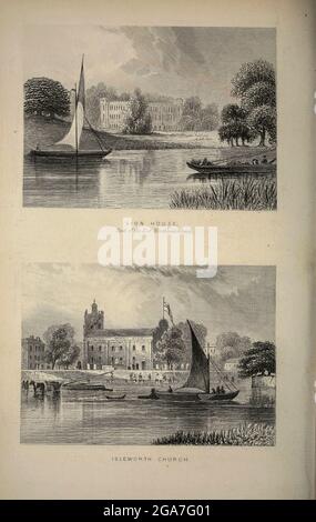 London Sion House (auch Sitz des Herzogs von Northumberland in Syon House) [Oben] und Isleworth Church [Unten] aus dem Buch Illustrated London oder einer Reihe von Ansichten in der britischen Metropole und ihrer Umgebung, eingraviert von Albert Henry Payne, aus Originalzeichnungen. Die historischen, topografischen und verfehlten Mitteilungen von Bichnell, W. I; Payne, A. H. (Albert Henry), 1812-1902 Veröffentlicht 1846 in London von E.T. Brain & Co Stockfoto