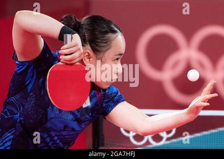 ITO Mima (JPN) Frauen im Einzel-Bronze-Medaillenspiel Tischtennis 29. JULI 2021: Olympische Spiele 2020 in Tokio am Tokyo Metropolitan Gymnasium in Tokio, Japan. Kredit: Enrico Calderoni/AFLO SPORT/Alamy Live Nachrichten Stockfoto