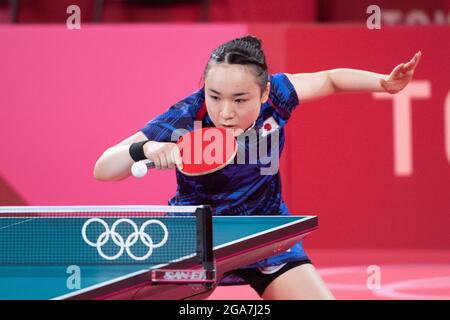 ITO Mima (JPN) Frauen im Einzel-Bronze-Medaillenspiel Tischtennis 29. JULI 2021: Olympische Spiele 2020 in Tokio am Tokyo Metropolitan Gymnasium in Tokio, Japan. Kredit: Enrico Calderoni/AFLO SPORT/Alamy Live Nachrichten Stockfoto