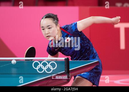 ITO Mima (JPN) Frauen im Einzel-Bronze-Medaillenspiel Tischtennis 29. JULI 2021: Olympische Spiele 2020 in Tokio am Tokyo Metropolitan Gymnasium in Tokio, Japan. Kredit: Enrico Calderoni/AFLO SPORT/Alamy Live Nachrichten Stockfoto