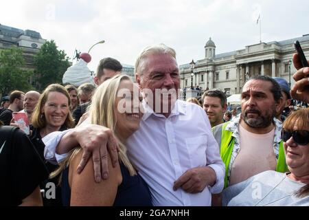 LONDON, ENGLAND - 24. Juli 2021: Verschwörungstheoretiker David Icke bei der World Wide Rally for Freedom Protest Stockfoto