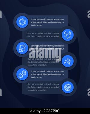 Mikroben- und Virus-Infografiken mit Zeilensymbolen Stock Vektor