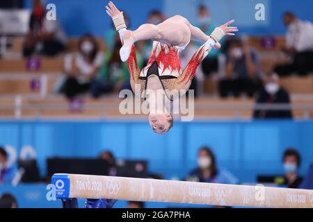 Nina Derwael (Bel), 29. JULI 2021 - Gymnastik - künstlerisch : Frauen-Einzel-Allroundfinale während der Olympischen Spiele in Tokio 2020 im Ariake Gymnastik Center in Tokio, Japan. (Foto von Naoki Morita/AFLO SPORT) Stockfoto
