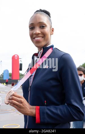Paris, Frankreich. Juli 2021. Althea Laurin in der Fan Zone während ihrer Rückkehr von den Olympischen Spielen 2020 in Tokio am Trocadero am 29. Juli 2021 in Paris, Frankreich. Foto von Laurent Zabulon/ABACAPRESS.COM Quelle: Abaca Press/Alamy Live News Stockfoto