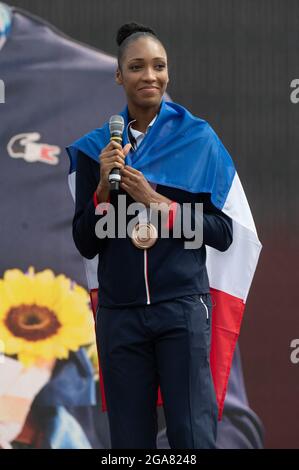 Paris, Frankreich. Juli 2021. Althea Laurin in der Fan Zone während ihrer Rückkehr von den Olympischen Spielen 2020 in Tokio am Trocadero am 29. Juli 2021 in Paris, Frankreich. Foto von Laurent Zabulon/ABACAPRESS.COM Quelle: Abaca Press/Alamy Live News Stockfoto