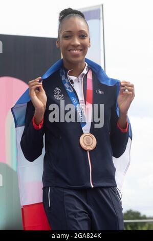 Paris, Frankreich. Juli 2021. Althea Laurin in der Fan Zone während ihrer Rückkehr von den Olympischen Spielen 2020 in Tokio am Trocadero am 29. Juli 2021 in Paris, Frankreich. Foto von Laurent Zabulon/ABACAPRESS.COM Quelle: Abaca Press/Alamy Live News Stockfoto