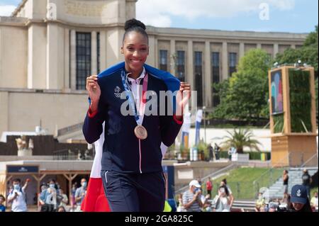 Paris, Frankreich. Juli 2021. Althea Laurin in der Fan Zone während ihrer Rückkehr von den Olympischen Spielen 2020 in Tokio am Trocadero am 29. Juli 2021 in Paris, Frankreich. Foto von Laurent Zabulon/ABACAPRESS.COM Quelle: Abaca Press/Alamy Live News Stockfoto