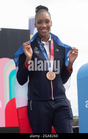 Paris, Frankreich. Juli 2021. Althea Laurin in der Fan Zone während ihrer Rückkehr von den Olympischen Spielen 2020 in Tokio am Trocadero am 29. Juli 2021 in Paris, Frankreich. Foto von Laurent Zabulon/ABACAPRESS.COM Quelle: Abaca Press/Alamy Live News Stockfoto