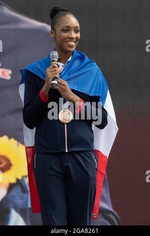 Paris, Frankreich. Juli 2021. Althea Laurin in der Fan Zone während ihrer Rückkehr von den Olympischen Spielen 2020 in Tokio am Trocadero am 29. Juli 2021 in Paris, Frankreich. Foto von Laurent Zabulon/ABACAPRESS.COM Quelle: Abaca Press/Alamy Live News Stockfoto