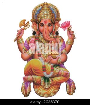 Indischer Gott Ganesha, indischer Lord Ganesh, indisches mythologisches Bild von Ganesha. Stockfoto