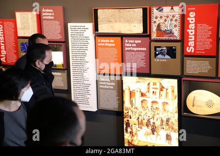 Sao Paulo, Brasilien. Juli 2021. Juli 2021. (INT) Gouverneur von Sao Paulo liefert das rekonstruierte Museum der portugiesischen Sprache. 29. Juli 2021, Sao Paulo, Brasilien: Der Gouverneur von Sao Paulo, Joao Doria, übergibt während einer Pressekonferenz in Sao Paulo das rekonstruierte Museum für Portugiesische Sprache. Kredit: ZUMA Press, Inc./Alamy Live Nachrichten Gutschrift: ZUMA Press, Inc./Alamy Live Nachrichten Stockfoto