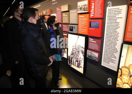 Sao Paulo, Brasilien. Juli 2021. Juli 2021. (INT) Gouverneur von Sao Paulo liefert das rekonstruierte Museum der portugiesischen Sprache. 29. Juli 2021, Sao Paulo, Brasilien: Der Gouverneur von Sao Paulo, Joao Doria, übergibt während einer Pressekonferenz in Sao Paulo das rekonstruierte Museum für Portugiesische Sprache. Kredit: ZUMA Press, Inc./Alamy Live Nachrichten Gutschrift: ZUMA Press, Inc./Alamy Live Nachrichten Stockfoto