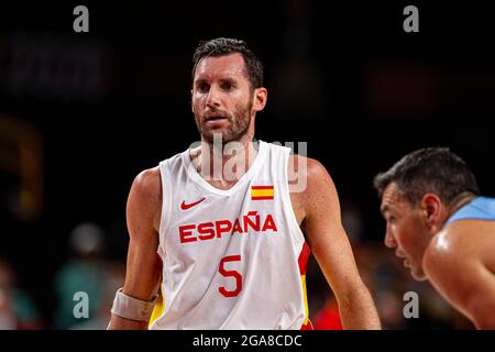 Tokio, Japan. Juli 2021. Olympische Spiele: Basketball, Spanien gegen Argentinien in der Saitama Super Arena. © ABEL F. ROS / Alamy Live News Stockfoto