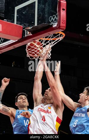 Tokio, Japan. Juli 2021. Olympische Spiele: Basketball, Spanien gegen Argentinien in der Saitama Super Arena. © ABEL F. ROS / Alamy Live News Stockfoto