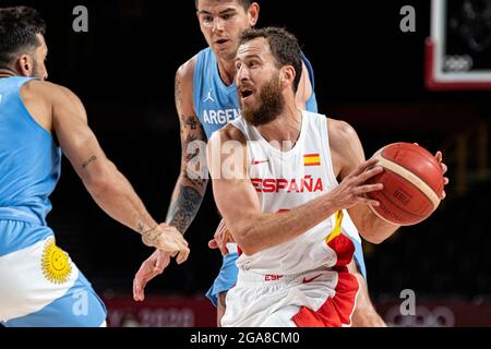 Tokio, Japan. Juli 2021. Olympische Spiele: Basketball, Spanien gegen Argentinien in der Saitama Super Arena. © ABEL F. ROS / Alamy Live News Stockfoto