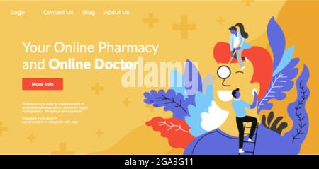 Online Apotheke und Arzt Beratung Website Stock Vektor