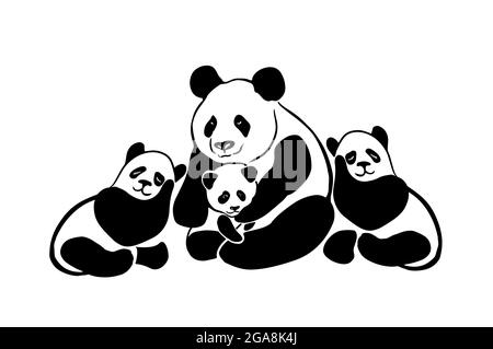 Die Panda-Familie. Vektorgrafik Stock Vektor
