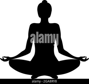 Frau Silhouette in Yoga Lotus Position Stock Vektor