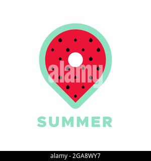 Wassermelonenzeiger. Minimalistischer Sommerhintergrund. Quadratisches Format. Vektorgrafik, flaches Design Stock Vektor