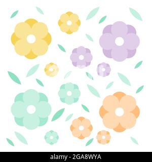 Geometrische minimalistische Blumen und Blätter. Pastellfarben. Vektorgrafik, flaches Design Stock Vektor