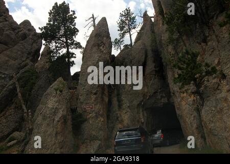 Needles Eye Tunnel, Needles Highway im Sommer, South Dakota Stockfoto