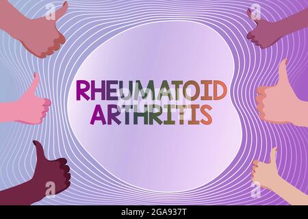 Text mit Inspiration für rheumatoide Arthritis. Geschäftsidee chronisch fortschreitende Erkrankung, die Gelenkentzündungen verursacht E-Mail erstellen und senden Stockfoto