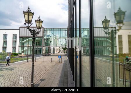 Haniel Campus, mit der Haniel Akademie, Betriebswirtschaft und Gästehaus, im Hafenbezirk Duisburg-Ruhrort, NRW, Deutschland, Stockfoto