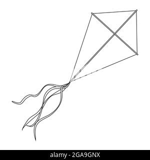 Flying Kite Outline Vektor-Zeichen, isoliert auf weißem Hintergrund, Symbol, Logo-Illustration. Stockfoto