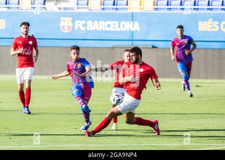 Barcelona, Spanien. Juli 2021. Zacarias Ghailan (FC Barcelona B) in Aktion gesehen während des Freundschaftsspiel zwischen FC Barcelona B und FE Grama im Johan Cruyff Stadion.(Endstand: CA Barcelona B 6:0 FE Grama) Credit: SOPA Images Limited/Alamy Live News Stockfoto