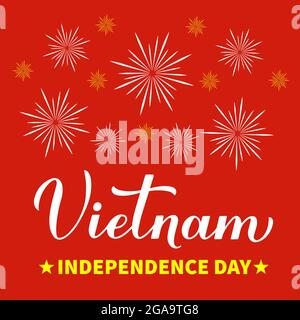 Typografie-Poster zum Vietnam Independence Day. Vietnamesischer Nationalfeiertag am 2. September. Vektorvorlage für Banner, Grußkarte, Flyer, e Stock Vektor