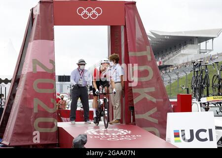 Tokio, Giappone. Juli 2021. REUSSER Marien (SUI) 2. Silbermedaille während der Olympischen Spiele Tokio 2020, Radrennen Individual Time Trial der Frauen am 28. Juli 2021 auf dem Fuji International Speedway in Oyama, Japan - Foto Kishimoto/DPPI Kredit: Unabhängige Fotoagentur/Alamy Live News Kredit: Unabhängige Fotoagentur/Alamy Live News Stockfoto