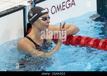 Tokio, Giappone. Juli 2021. Federica Pellegrini aus Italien während der Olympischen Spiele Tokio 2020, Frauen 200m Freistil-Finale am 28. Juli 2021 im Tokyo Aquatics Center in Tokyo, Japan - Foto Giorgio Scala/Orange Picics/DPPI Kredit: Unabhängige Fotoagentur/Alamy Live News Kredit: Unabhängige Fotoagentur/Alamy Live News Stockfoto