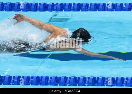 Tokio, Giappone. Juli 2021. Federica Pellegrini aus Italien während der Olympischen Spiele Tokio 2020, Frauen 200m Freistil-Finale am 28. Juli 2021 im Tokyo Aquatics Center in Tokyo, Japan - Foto Giorgio Scala/Orange Picics/DPPI Kredit: Unabhängige Fotoagentur/Alamy Live News Kredit: Unabhängige Fotoagentur/Alamy Live News Stockfoto