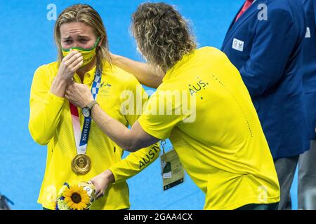 Tokio, Giappone. Juli 2021. Ariarne Titmus von Australien Goldmedaille während der Olympischen Spiele Tokio 2020, Frauen 200 m Freistil-Finale am 28. Juli 2021 im Tokyo Aquatics Center in Tokyo, Japan - Foto Giorgio Scala/Orange Picics/DPPI Kredit: Unabhängige Fotoagentur/Alamy Live News Kredit: Unabhängige Fotoagentur/Alamy Live News Stockfoto