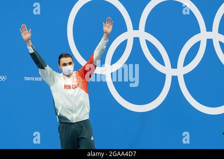 Tokio, Giappone. Juli 2021. Kristof Milak aus Ungarn Gewinner der Goldmedaille während der Olympischen Spiele Tokio 2020, Schwimmen Männer 200 m Schmetterling am 28. Juli 2021 im Tokyo Aquatics Center in Tokyo, Japan - Foto Giorgio Scala/Orange Picics/DPPI Kredit: Unabhängige Fotoagentur/Alamy Live News Kredit: Unabhängige Fotoagentur/Alamy Live News Stockfoto