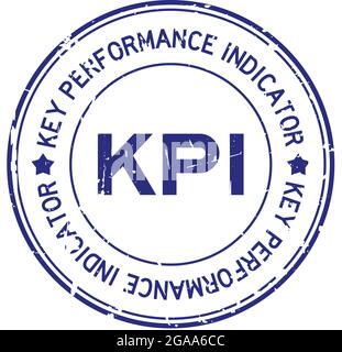 Grunge blaues KPI-Wort (Abkürzung Key Performance Indicator) runder Stempel mit Gummidichtung auf weißem Hintergrund Stock Vektor