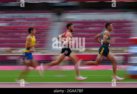 Tokio, Japan. 30. Juli 2021: Ole Hesselbjerg aus Dänemark bei der 3000-Meter-Kirchturmjagd bei den Olympischen Spielen in Tokio, im Olympiastadion in Tokio, Tokio, Japan. Kim Price/CSM Stockfoto