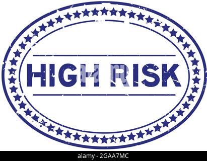 Grunge blau hohes Risiko Wort oval Gummidichtung Stempel auf weißem Hintergrund Stock Vektor