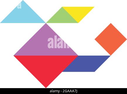 Farbe Tangram Puzzle in Hubschrauberform auf weißem Hintergrund (Vektor) Stock Vektor