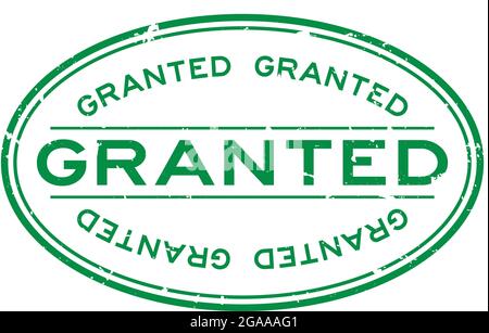 Grunge grün gewährt Wort oval Gummi Siegel Stempel auf weißem Hintergrund Stock Vektor