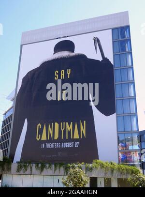 Los Angeles, Kalifornien, USA 29. Juli 2021 EIN allgemeiner Blick auf die Atmosphäre der Candyman-Plakatwand am 29. Juli 2021 in Los Angeles, Kalifornien, USA. Foto von Barry King/Alamy Stockfoto Stockfoto