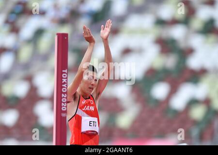 Tokio, Japan. Kredit: MATSUO. Juli 2021. Takashi ETO (JPN) Leichtathletik : Hochsprung-Qualifikation der Männer während der Olympischen Spiele 2020 in Tokio im Nationalstadion in Tokio, Japan. Kredit: MATSUO .K/AFLO SPORT/Alamy Live Nachrichten Stockfoto